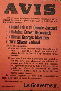 affiche fusillés lillois 1915 balade historique, balades-historiques.com